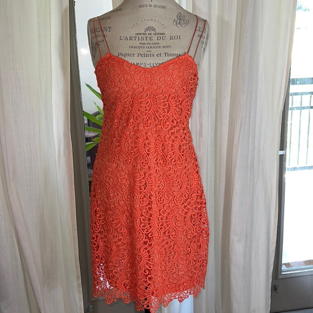 MNG mango Collection womens orange eyelet dress thin shoulder strap sleeveless 4